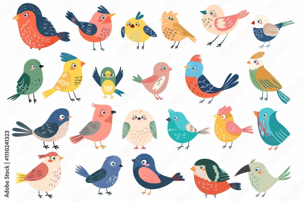Bird doodle icon set, sparrow symbols, bird sign collection, sketched wild animal pictograms Bird doodle icon set, sparrow symbols, bird sign collection, sketched wild animal pictograms