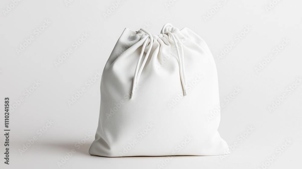 Isolated White Drawstring Bag on White Background Isolated White Drawstring Bag on White Background