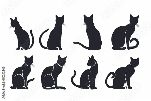 Cat flat icon, minimal kitten symbol, kitty sign isolated, pet pictogram, cat set on white