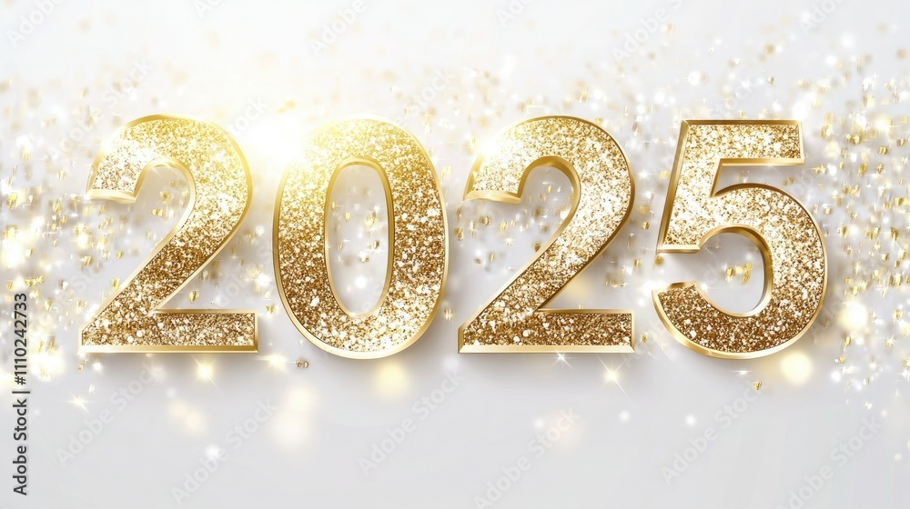 Golden numbers styled in a cursive font, set on a white background with soft golden light effects Golden numbers styled in a cursive font, set on a white background with soft golden light effects
