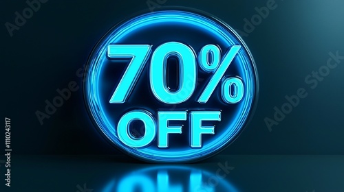 Large discount percentage symbol in bright blue font for a sale event