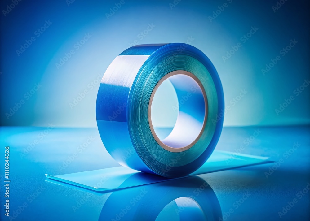 Captivating Portrait of a Blue Transparent Tape Roll with Soft Lighting and Artistic Shadows for Creative Home and Office Decor Captivating Portrait of a Blue Transparent Tape Roll with Soft Lighting and Artistic Shadows for Creative Home and Office Decor