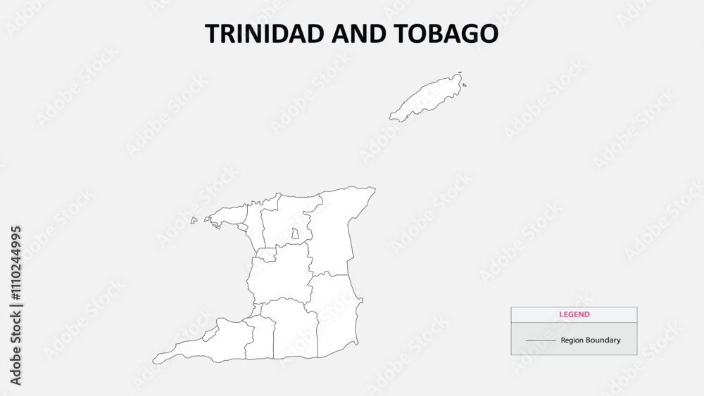 Trinidad and Tobago Map. State map of Trinidad and Tobago. Administrative map of Trinidad and Tobago with states names in outline. Trinidad and Tobago Map. State map of Trinidad and Tobago. Administrative map of Trinidad and Tobago with states names in outline.