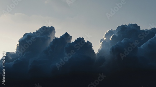 Thunderstorm clouds gather on the horizon before a summer rain photo