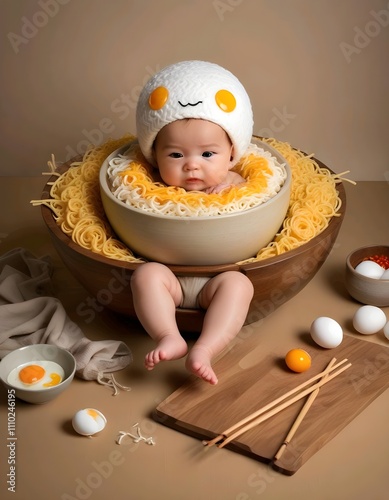 Adorable Baby Dressed as a Bowl of Noodles Creative and Whimsical Baby Photography photo