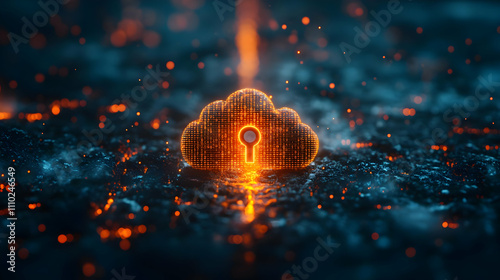 Secure Cloud Data 3D Illustration