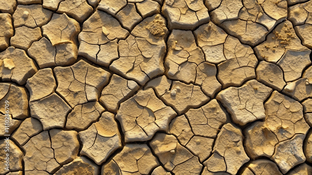 A Close-up View of Dry Cracked Earth, a Natural Abstract Pattern of Drought and Aridity A Close-up View of Dry Cracked Earth, a Natural Abstract Pattern of Drought and Aridity