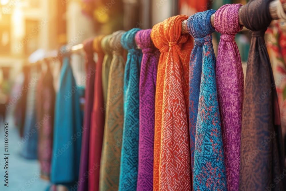 Brightly Colored Scarves Displayed in Afternoon Light Brightly Colored Scarves Displayed in Afternoon Light