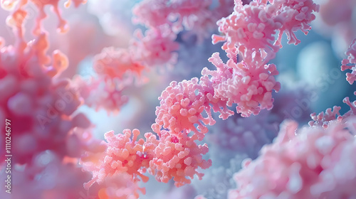 Pink Abstract 3D Render of Cellular Structures