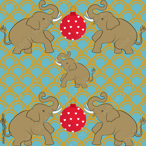 Photography seamless pattern with elephants
