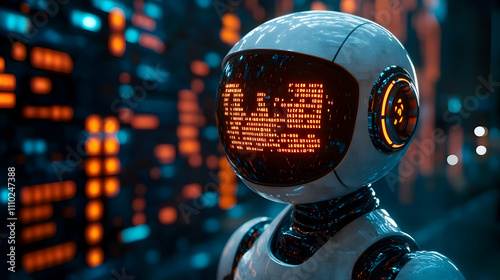 Futuristic Robot Head 3D Illustration