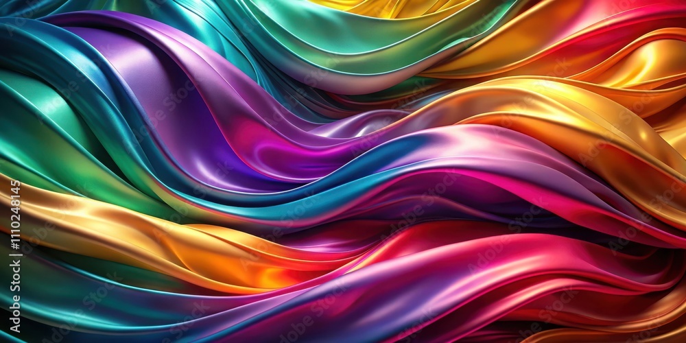 Fototapeta premium A Vibrant Abstract Composition of Wavy, Saturated, and Shimmering Colors, Creating a Dynamic and Textured Visual Experience