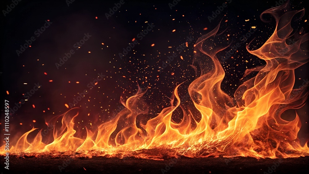 Fototapeta premium fire sparks background abstract dark fire flames