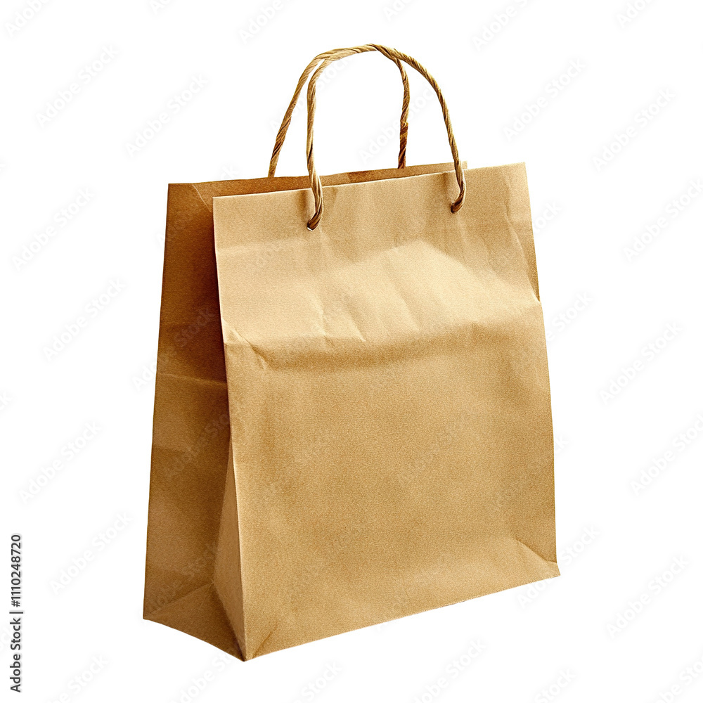 Kraft paper shopping bag with twisted handles, isolated on transparent cutout background Kraft paper shopping bag with twisted handles, isolated on transparent cutout background