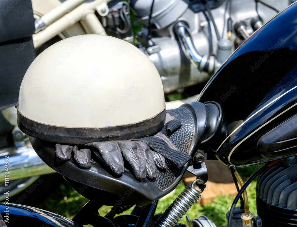 Vintage motorcycle helmet