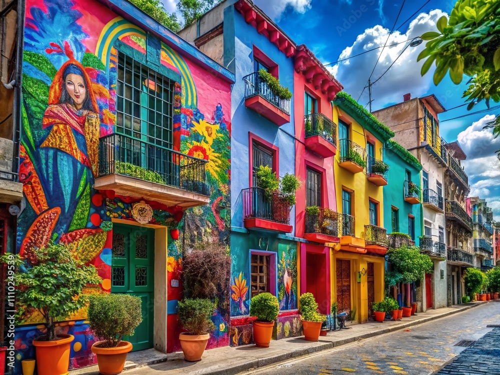 Fototapeta premium Captivating Urban Life in Roma Norte: A Vibrant Documentary of Culture, Architecture, and Street Scenes in Mexico City’s Trendiest Neighborhood