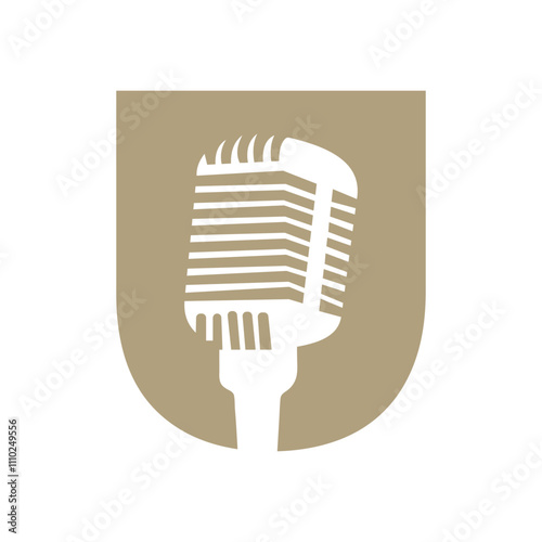 Letter U Microphone Logo Concept For Music Symbol Vector Sign