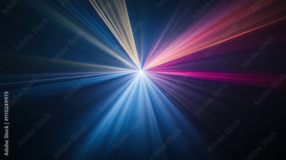 An evocative image of abstract, multi-colored beams radiating outward to create a unified, vibrant center on a dark backdrop An evocative image of abstract, multi-colored beams radiating outward to create a unified, vibrant center on a dark backdrop