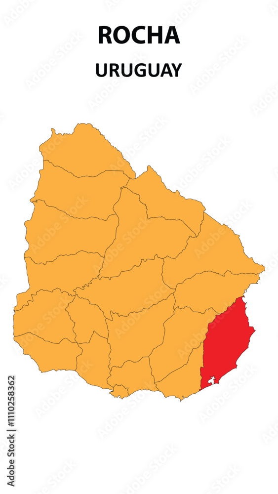 Rocha Map is highlighted on the Uruguay map with detailed state and region outlines.