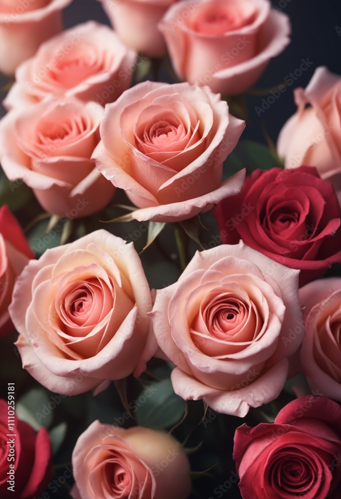 Fototapeta premium Closeup of roses concept for Valentine's Day. Selective focus