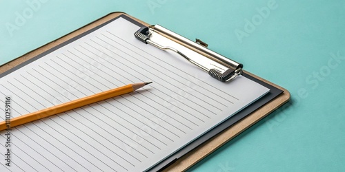 Wallpaper Mural Clipboard with Lined Paper and Pencil on Light Blue Background for Business and Education Concepts Torontodigital.ca