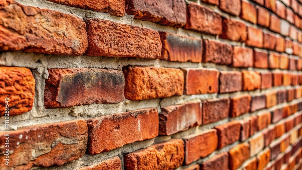 Obraz premium Close-Up of a Red Brick Wall Texture Showcasing Unique Patterns and Details for Background Use in Various Creative Projects and Designs