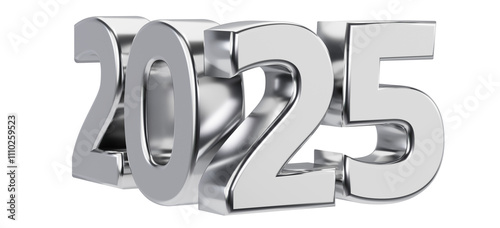 2025 sign. 3d render illustration. 2025 numbers. Happy New Year.