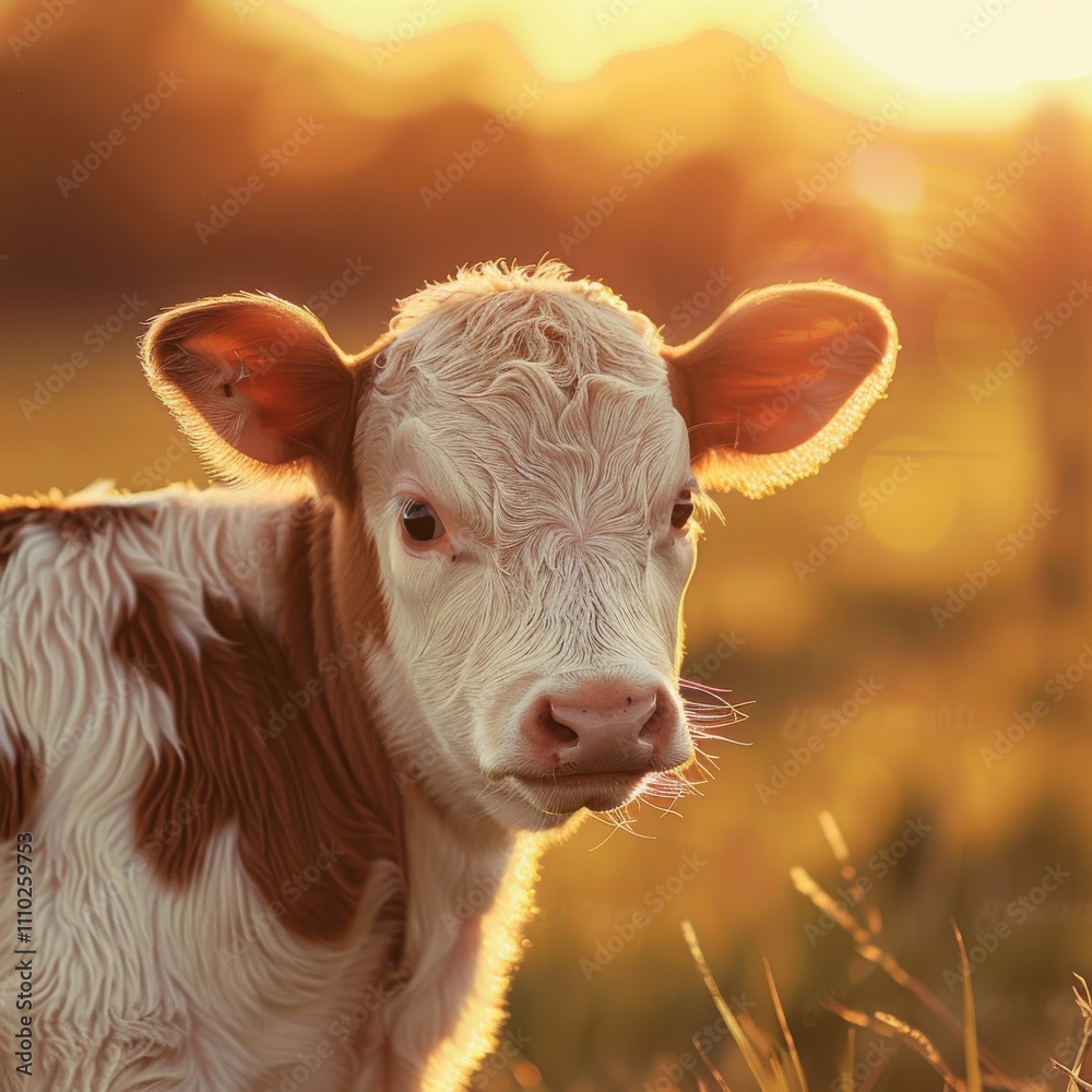 Little calf, cute cow baby portrait, young farm animal, pretty newborn cattle, natural rural life Little calf, cute cow baby portrait, young farm animal, pretty newborn cattle, natural rural life