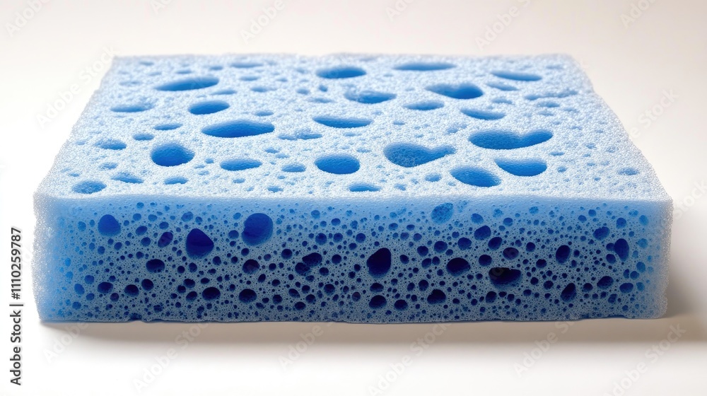 Textured blue sponge isolated on a clean white background showcasing its unique porous design and vibrant color. Textured blue sponge isolated on a clean white background showcasing its unique porous design and vibrant color.