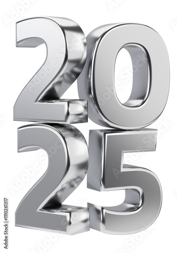 2025 sign. 3d render illustration. 2025 numbers. Happy New Year.