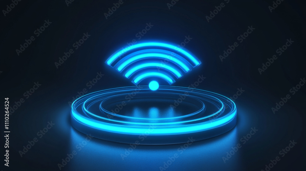 3d wifi wave light effect. Abstract scan radar sensor sound signal technology digital sign. Transparent neon circle symbol for wireless monitoring and protection. Blue electric frequency ring glow 3d wifi wave light effect. Abstract scan radar sensor sound signal technology digital sign. Transparent neon circle symbol for wireless monitoring and protection. Blue electric frequency ring glow