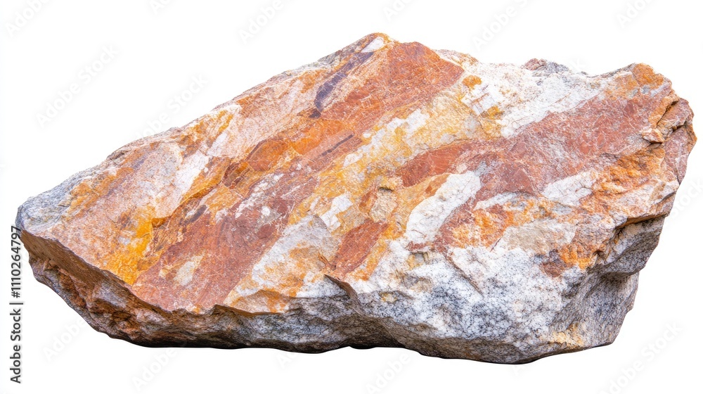 Large diorite rock stone with orange and gray hues isolated on a clean white background suitable for geological and educational purposes Large diorite rock stone with orange and gray hues isolated on a clean white background suitable for geological and educational purposes