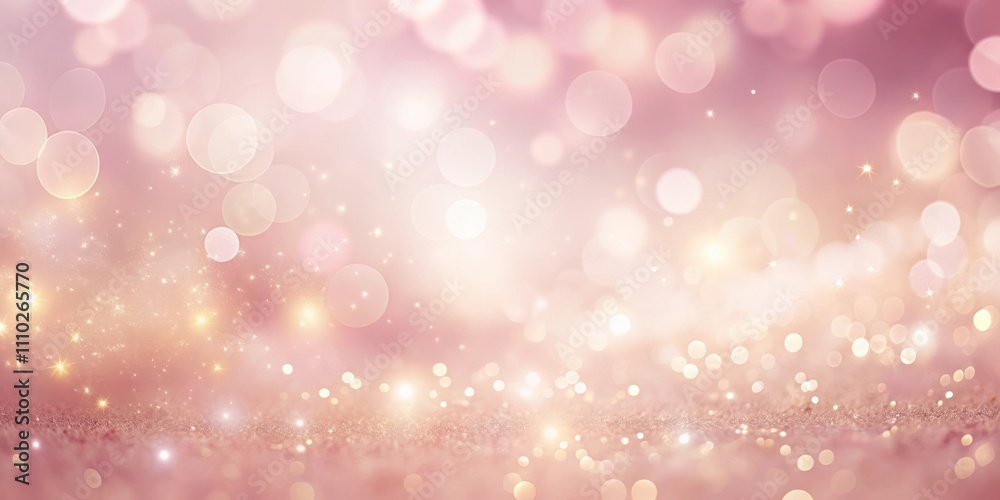 Sparkling Abstract Background with Soft Pink and Gold Lights and Shimmering Glitter