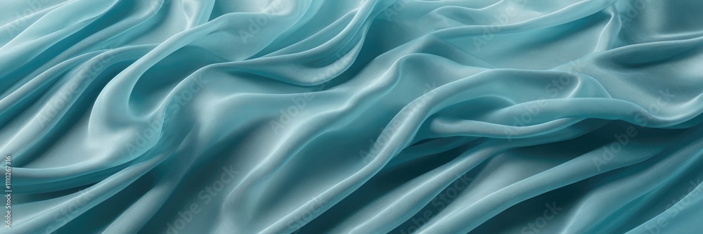 Fototapeta premium Cyan color Abstract background of a semitransparent silk fabric