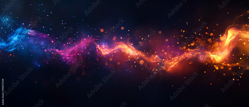 Naklejka premium Abstract colorful waves of light in a dark background create a dynamic visual effect.