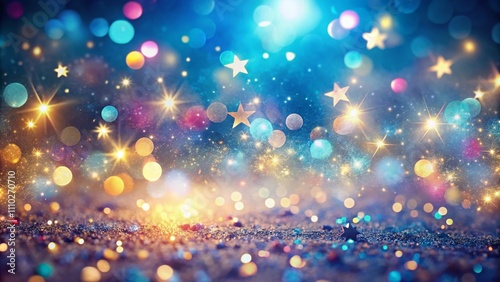 Colorful Sparkling Background with Lights and Stars in a High Depth of Field Setting, Perfect for Creative Projects, Digital Art, and Festive Themes