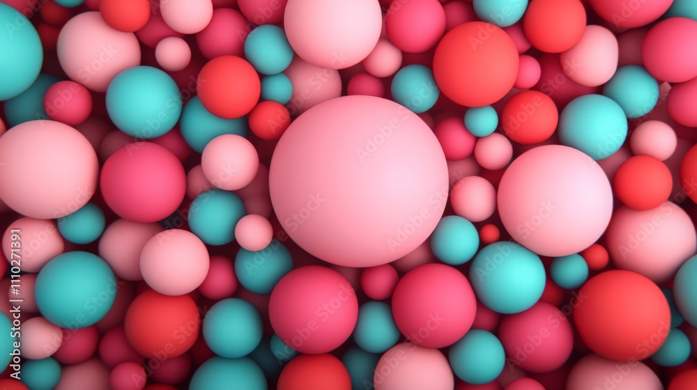 Abstract Sphere Symphony: A mesmerizing abstract background composed of a vibrant symphony of spheres, each one a unique shade of pink, red, and turquoise, creating a mesmerizing visual landscape. Abstract Sphere Symphony: A mesmerizing abstract background composed of a vibrant symphony of spheres, each one a unique shade of pink, red, and turquoise, creating a mesmerizing visual landscape.