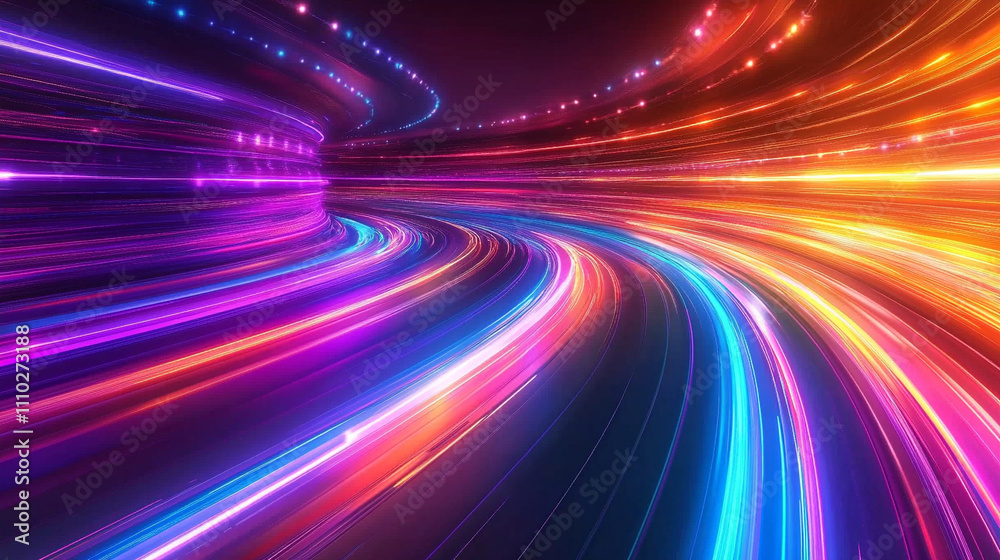 Vibrant and dynamic colorful background showcasing a sense of chaos and hyperspeed motion featuring a blend of swirling energy patterns and radiant light streaks evoking futuristic and energetic theme
