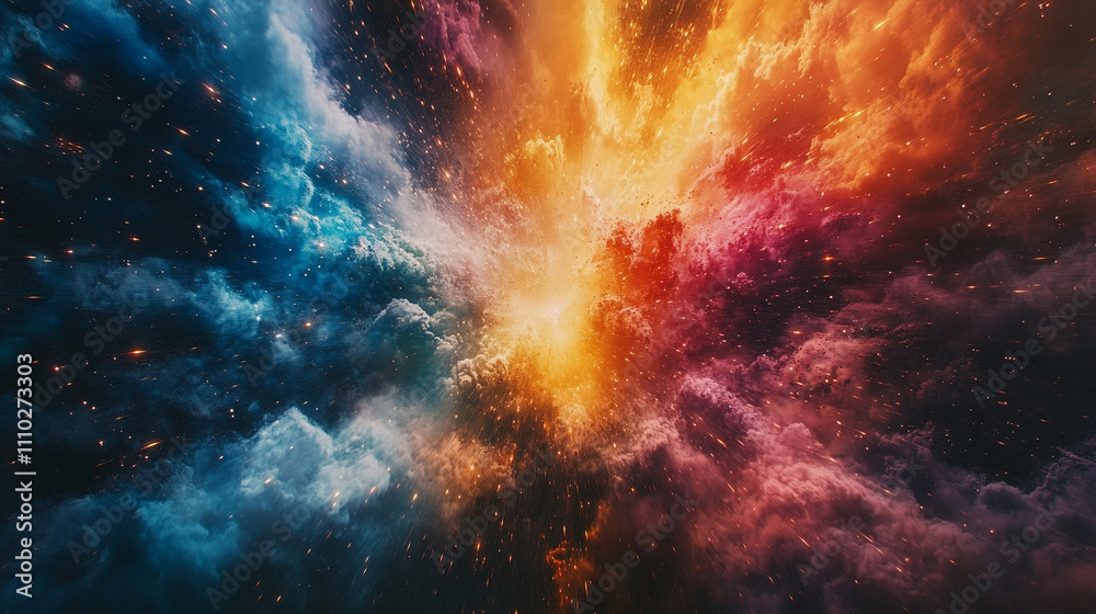 Obraz premium Vibrant and dynamic colorful background showcasing a sense of chaos and hyperspeed motion featuring a blend of swirling energy patterns and radiant light streaks evoking futuristic and energetic theme