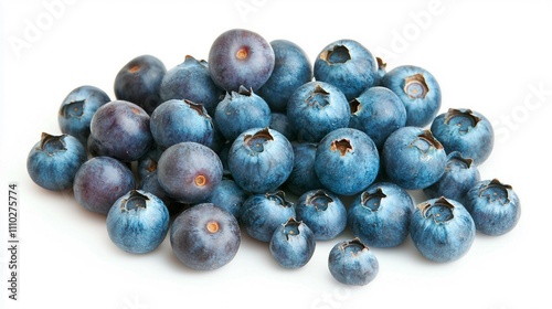 Fresh Blueberries on White Background, Healthy Snack and Dessert