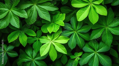 Vibrant green leaves creating a lush and beautiful nature background ideal for gardening or environmental themes