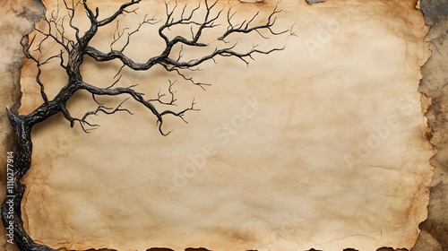 Empty family tree design on aged parchment ready for ancestry exploration and documentation