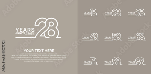 Anniversary logo set vector design, white color for celebration event