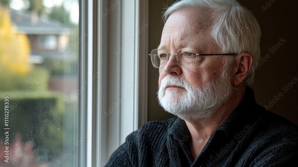 A Baby Boomer looking thoughtfully out the window, contemplating the challenges of aging and retirement. A Baby Boomer looking thoughtfully out the window, contemplating the challenges of aging and retirement.