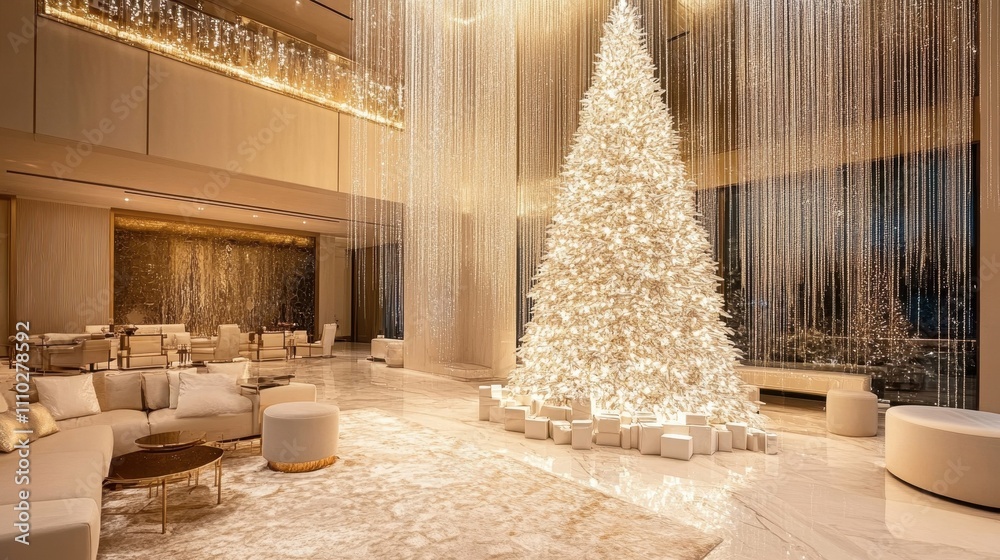 Elegant Christmas Tree in Modern Lobby Decor Elegant Christmas Tree in Modern Lobby Decor