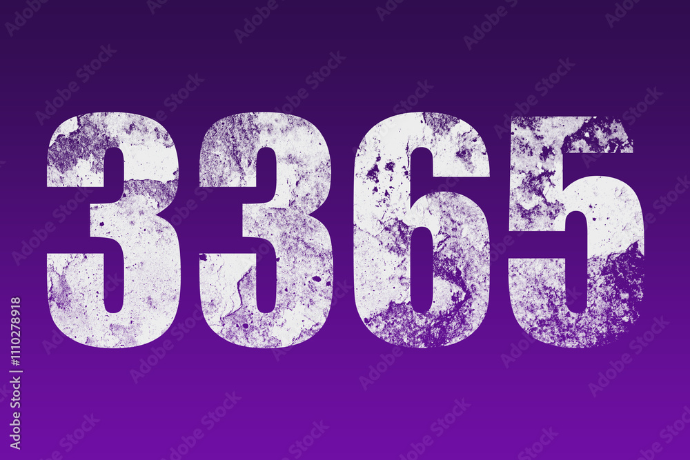 flat white grunge number of 3365 on purple background. flat white grunge number of 3365 on purple background.