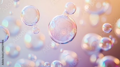 An inspiring image of various-sized, colorful bubbles floating and merging into a single, clear sphere against a soft