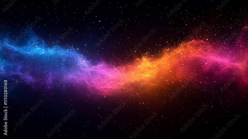 Fototapeta premium Vibrant colored light rays resembling constellations streaming across a dark cosmic background evoking themes of wonder connection energy and the vast mysteries of the universe