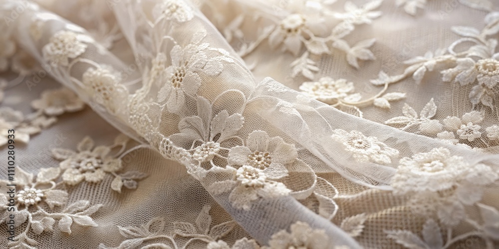Delicate white floral lace fabric, intricately woven with delicate threads and intricate patterns, creates a romantic and elegant backdrop. Delicate white floral lace fabric, intricately woven with delicate threads and intricate patterns, creates a romantic and elegant backdrop.
