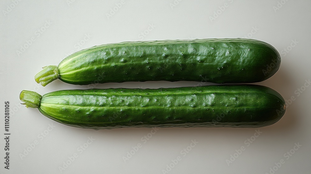 Fresh green cucumbers displayed on a clean white background showcasing their vibrant color and texture. Fresh green cucumbers displayed on a clean white background showcasing their vibrant color and texture.